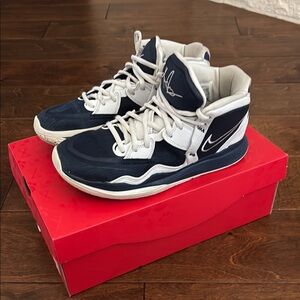 Nike Men's Navy and White High-Top Sneakers KYRIE INFINITY TB